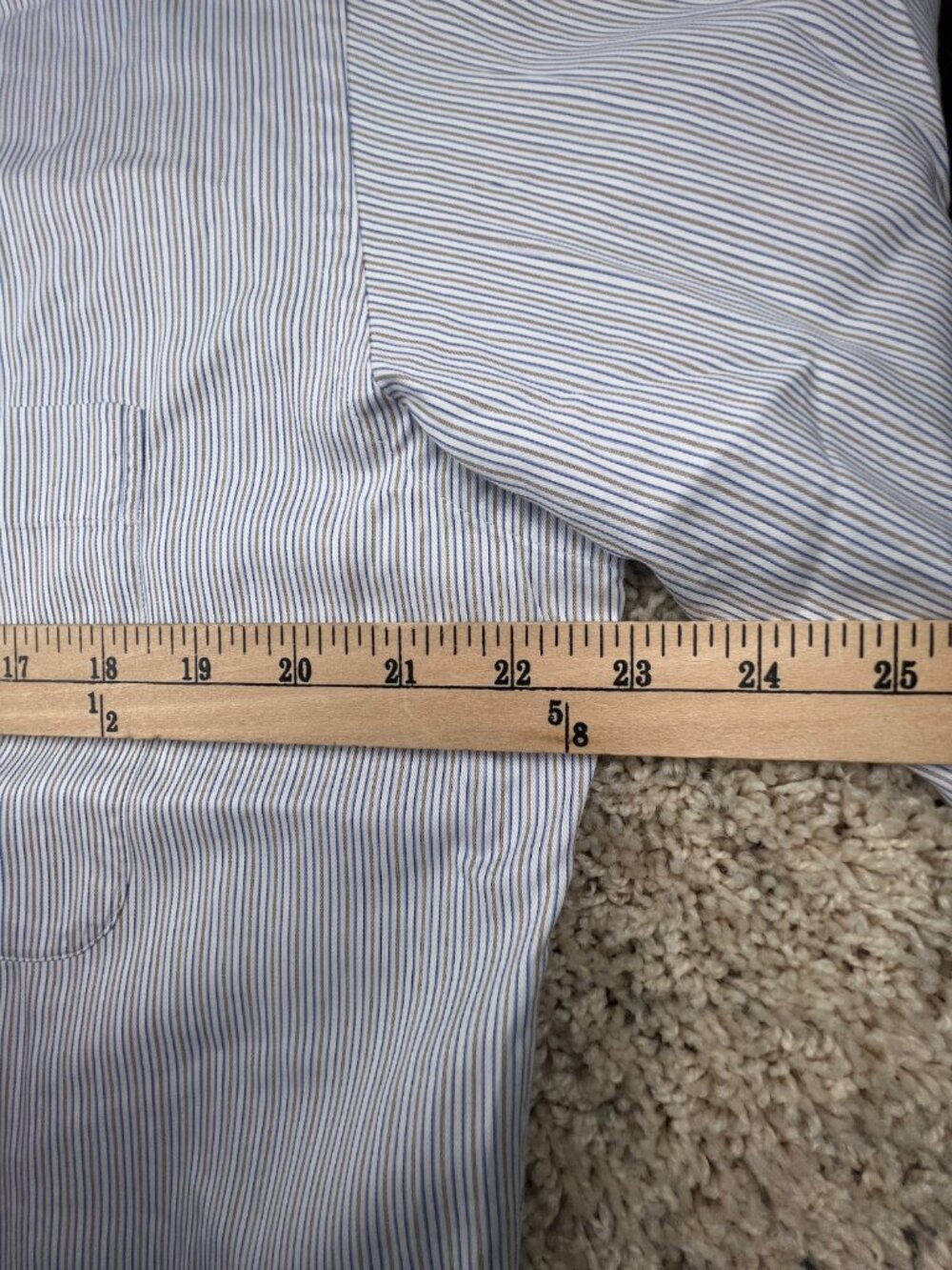 Ermenegildo Zegna Su Misura Button Up Shirt Striped Blue Gold Portofino Comfort - Picture 6 of 11